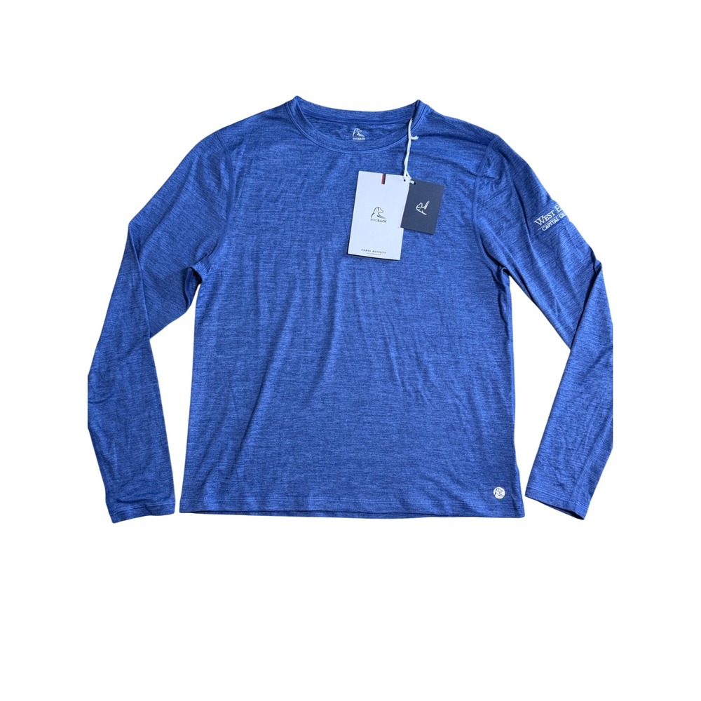 Rhoback Drift Performance Long Sleeve Tee Blue Heather SkyKnit Mens Small NWT